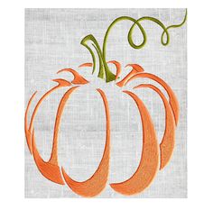 an orange pumpkin with swirls on it's side is featured in this embroidery pattern