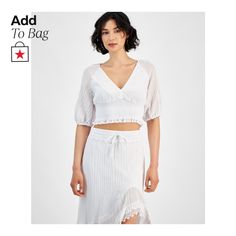 in stock Cropped Top, Pure White, Smocking, Shirts Tops, Pick Up, In Store, Buy Online, Womens Shirts, Women Accessories