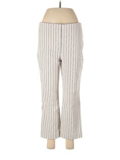 Chico's Casual Pants Size: Medium Ivory Bottoms - used. 75% RAYON, 22% NYLON, 3% SPANDEX, Capri, Stripes, High Rise | Chico's Casual Pants - High Rise: Ivory Bottoms - Size Medium Cream Cropped Leg Workwear Bottoms, Cream Cropped Leg Bottoms For Work, Cream Cropped Leg Pants For Spring, Cream Cropped Leg Pants For Summer, Straight Leg Cream Dress Pants For Spring, Spring Cream Cropped Leg Bottoms, Cream Straight Leg Dress Pants For Spring, Casual Pants, Womens Bottoms