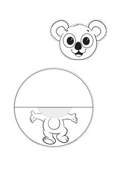 a cartoon bear with big eyes is shown in the shape of a circle, and it's head has been cut out