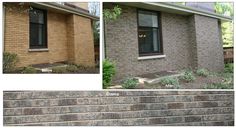 before and after shots of a brick house