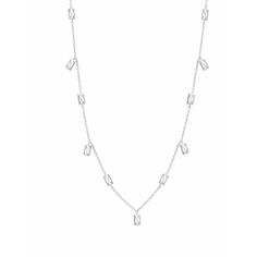 Crislu Prism Baguette 16 Necklace finished in Pure Platinum - ICE Silver Baguette Cut Diamond Necklace, Classic Silver Baguette-cut Necklace, Classic Silver Baguette Cut Necklace, Sterling Silver Baguette Diamond Necklace, Silver Necklace With Baguette And Diamond Cut, Silver Cubic Zirconia Baguette Cut Necklace, White Gold Necklace With Baguette Diamonds, Silver Necklace With Baguette Diamonds In Fine Jewelry Style, Fine Jewelry Silver Necklace With Baguette Diamonds