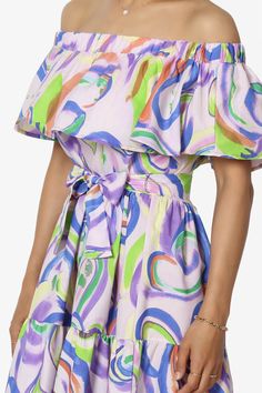 Embrace summer with this ruffle off-shoulder tiered A-line long maxi dress, featuring a vibrant floral print.Perfect for casual outings, beach days, or festival style. Made from a lightweight cotton blend, it offers a comfortable and relaxed fit.Pair with sandals for a chic, effortless look. Ideal for casual, everyday wear, vacations, and weddings.Ruffle Off Shoulder Design: Stylish and trendy, perfect for casual summer outings and beach days.Vibrant Floral Print: Adds a touch of bohemian festival style, ideal for weekend getaways and vacations.Lightweight Cotton Blend: Comfortable and breathable fabric for all-day wear during spring, summer, and fall.Versatile Tie Belt: Adjustable fit, enhances waistline, making it suitable for casual, everyday wear and special occasions.Model size : 5'3" Casual Floral Dress, Dusty Lavender, Floral Dress Casual, Bohemian Festival, Festival Style, Plus Size Beauty, Love Clothing, Shoulder Design, Beach Days