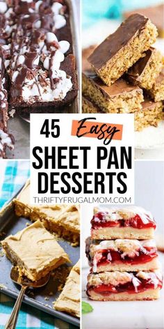 different desserts with text overlay that says easy sheet pan desserts