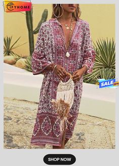 Women Vintage Boho V Neck Summer Weaving Dress Floral Weaving, Weaving Dress, Look Boho Chic, Boho Plus Size, Boho Chique, Mode Tips, Plus Size Summer Dresses, Loose Maxi Dress, Neck Women