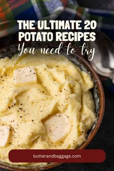 a bowl filled with mashed potatoes on top of a table