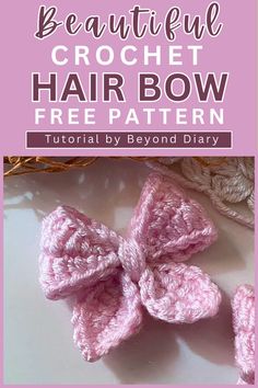 crochet hair bow pattern with text overlay