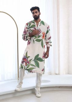 Embrace timeless elegance with exquisitely crafted printed kurta pant set. Note: This product will be exclusively handcrafted for you, making the colour/texture/pattern slightly vary from the image shown, due to multiple artisan-led techniques and processes involved. Luxury Multicolor Kurta With Printed Motifs, Luxury Bollywood Lawn Suit For Men, Luxury Traditional Formal Shirt, Luxury Straight Kurta Sherwani With Printed Motifs, Luxury Kurta With Digital Print, Luxury Festive Kurta With Digital Print, Luxury Multicolor Kurta For Wedding, Luxury Multicolor Printed Motifs Kurta, Luxury Wedding Kurta With Traditional Patterns