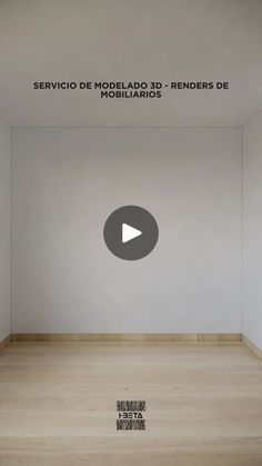 an empty room with white walls and wood flooring is featured in the video titled service de modelador 3d renders de modularaires