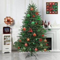 a decorated christmas tree in a living room