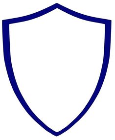 a blue and white shield on a white background