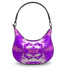 What makes the Fridge Art Boutique Luxury Curve Hobo Bag so exciting is not only the frame of this one-of-a-kind purse but the detailed design on the side of each bag. Every Curve Hobo Bag is handmade in the UK with your choice of Smooth Nappa Leather or Bubble Nappa Leather. All Curved Hobo Bags are displayed in Bubble Nappa Leather that has been handcrafted by leatherworkers, with a deluxe faux suede inner lining. These luxurious bags feature Two internal pockets, 1 zipped, 1 open, and measure Modern Purple Bags For Daily Use, Artistic Bags For Everyday Use, Artsy Shoulder Bag Gift, Trendy Rectangular Hand Painted Bags, Pink Handmade Artistic Bag, Handmade Artistic Pink Bag, Artistic Handmade Pink Bag, Artistic Handmade Shoulder Bag For Shopping, Fridge Art