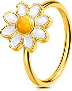 a yellow and white flower ring on a white background