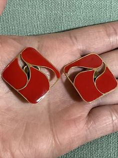 VTG FANTASTIC 1940s Lipstick Red Gold Tone Cut Out RETRO Clip On Earrings | eBay Retro Red Clip-on Earrings For Formal Occasions, Retro Red Earrings For Formal Occasion, Retro Red Formal Earrings, Red Retro Earrings For Formal Occasions, Vintage Red Clip-on Earrings For Evening, Retro Red Earrings For Gift, Red Clip-on Earrings For Formal Occasions, Vintage Red Clip-on Earrings As Gift, Mid-century Red Jewelry For Gift