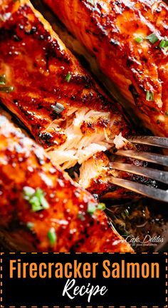 a fork is being used to cut up some meat on a pan with marinara sauce