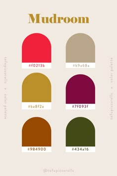 the color scheme for mulboom is shown in different colors and sizes, including red,