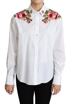 DOLCE & GABBANA Gorgeous brand new with tags, 100% Authentic Dolce & Gabbana introduces flower embroidery shirts. The clear white is accented with rose embroidery. Model: Collared Formal Top Material: 97% Cotton 3% Spandex Color: White Logo details Made in Italy Cotton Flower Embroidery, Embroidery Shirts, Formal Top, Formal Tops, Suit Covers, Embroidery Shirt, Cotton Flower, Rose Embroidery, Shirt Embroidery