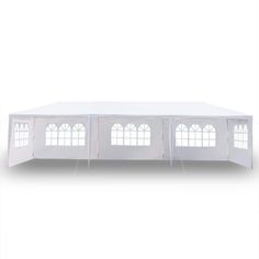 a white tent with windows on the side