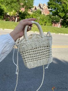 Bird in Bag - Durable Design Straw Tote Bag, Ideal for Summer Beach Vacations Trendy Square Bucket Bag For The Beach, Trendy Square Bucket Bag For Beach, Trendy Square Bucket Bag For Vacation, Cream Square Bag For Vacation, Cream Square Vacation Bag, White Square Bucket Bag For The Beach, Square Bucket Bag For Vacation, White Square Bucket Bag For Beach, Trendy Square Beach Bag For Vacation