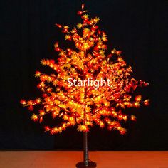 a lighted christmas tree on a table with the words starlight in front of it