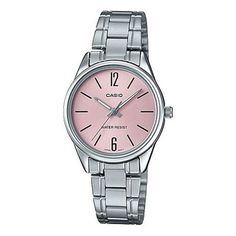 CASIO Waterproof Stainless Steel Strap Quartz Pink Watch Dial Pink表盘 Analog LTP-V005D-4B (Retro/Classic/Water Proof) Casio Watch Women, Mens Highlights, Pink Watch, Analog Watch, Watch Case, Silver Watch, Quartz Watch, Trending Accessories, Womens Bracelets