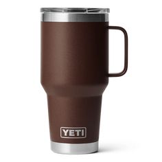 the yeti coffee cup is shown in brown