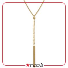 in stock Gold Minimalist Lariat Necklace For Formal Occasions, Gold Minimalist Lariat Necklace For Formal Events, Macy's Elegant Necklace With Adjustable Chain, Elegant Macy's Necklace With Adjustable Chain, Elegant Macy's Jewelry With Adjustable Chain, 14k Yellow Gold Jewelry With Adjustable Length, Yellow Gold 14k Jewelry With Adjustable Length, 14k Yellow Gold Adjustable Jewelry, Gold Y-shape Necklace For Formal Occasions