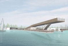 an artist's rendering of a bridge over water