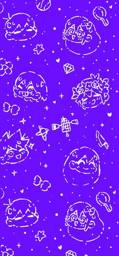 an image of space doodles on a purple background