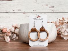 Wood Hoop round boho earrings.  These earrings are so light weight - you will barely remember you are wearing them!  We use genuine leather/cork in all of our earrings. Our earrings are made to order just for you and we have several shapes/sizes/patterns and dozens of colors so the possibilities are endless!   We use the best quality real leather, cork and wood to bring you trendy and super lightweight boho earrings. Minimalist Brown Hoop Earrings For Gift, Handmade Adjustable Hoop Earrings For Everyday, Trendy Brown Hoop Earrings For Everyday, Brown Small Hoop Earrings For Everyday, Everyday Brown Hoop Earrings With Ear Wire, Minimalist Brown Hoop Earrings For Everyday, Handmade Brown Hoop Earrings For Everyday Wear, Everyday Handmade Brown Hoop Earrings, Brown Nickel-free Hoop Earrings For Everyday