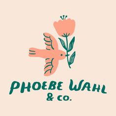 the logo for phoebe wah & co, with a bird holding a flower