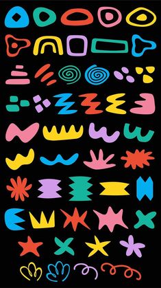 an image of different shapes and sizes on a black background