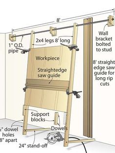 a wooden ladder with instructions on how to use it for the wall and ceiling workpiece