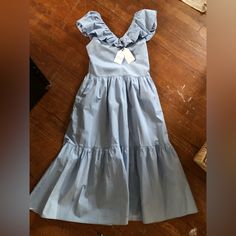 Nwt English Factory Powder Blue Ruffled Midi Dress. Small, Side Zip, Side Pockets, Ruffled V Neck. Pit To Pit 17”. Length 50”. Ruffled Midi Dress, Flair Dress, Scalloped Dress, English Factory, Midi Ruffle Dress, Lemon Dress, Check Dress, Tiered Midi Dress, Sweater Dress Midi