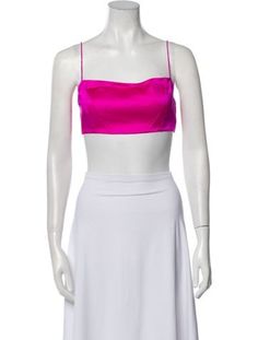 Retrofête Silk Crop TopPinkSleeveless with Square NecklineExposed Zip Closure at BackFit:Tops by Retrofête typically fit true to size. Luxury Fitted Pink Crop Top, Fitted Bra-friendly Pink Crop Top, Pink Fitted Crop Top With Built-in Bra, Pink Cropped Top With Built-in Bra, Compressive Pink Bra-friendly Top, Square Necklines, Square Neckline, Crop Top, Crop Tops