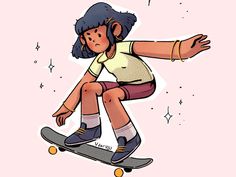 a drawing of a girl on a skateboard