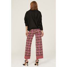 Pink plaid knit (70% Cotton, 30% Wool). Trousers. Pull on. 27" inseam. 11" rise. 10" leg opening. Imported. Rent The Runway, Wool Trousers, Closet Designs, Horizontal Stripes, Plaid Pants, Pink Plaid, Trousers, Plaid, Wool