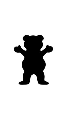 a black and white silhouette of a teddy bear