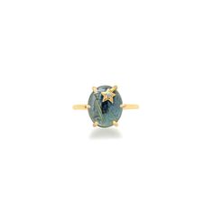 14k gold rutilated london blue topaz with white diamond star accent. 0.02 tcw 12x10 mm Gold weight approx. 1.8 grams Ombre Rings, Blue Diamond Ring, London Blue Topaz Ring, Diamond Star, Blue Ombre, Blue Topaz Ring, London Blue Topaz, London Blue, Topaz Ring