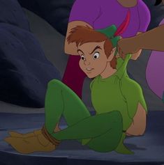 tinkerbell sitting on the ground with her legs crossed and hands behind her head