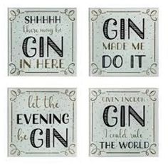 four coasters with the words gin in them