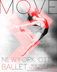 an advertisement for the new york city ballet festival, with a woman in red and black