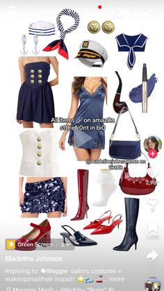 a collage of different types of clothing and accessories on a cell phone with captioning below