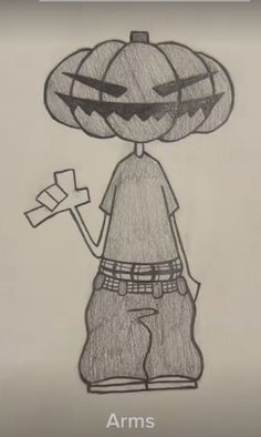 a drawing of a person with a jack - o'- lantern on his head