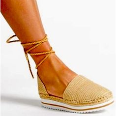 Gorgeous Jennifer Lopez Espadrilles. Braided Ankle Tie Up. Material Textile New In Box, Ready To Ship! Summer Platform Lace-up Espadrilles, Summer Lace-up Platform Espadrilles, Spring Lace-up Platform Espadrilles, Lace-up Espadrilles For Summer Vacation, Lace-up Espadrille Sandals For Vacation, Summer Straw Espadrilles With Round Toe, Lace-up Summer Espadrilles, Comfortable Lace-up Sandals For Spring, Lace-up Espadrilles For Spring And Summer