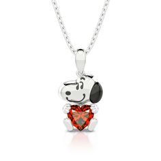 Buffed to a brilliant luster, this necklace in Hug Me® collection is a captivating statement of style. Crafted in sterling silver, it features a cute puppy hugged a shimmering heart cut stone. This puppy dog is loyal, funny, imaginative and good-natured. He is also a genuinely happy dog. If you want him to be always by your side, put our puppy necklace on your neck immediately. You will find more adorable and creative designs in our Hug Me® collection.Carat Weight: 1.4 ctStone Size: 6*6 mmStone Hello Kitty Sterling Sliver Charm Bracelet, Mickey Mouse Jewelry Pura Vida, Cheap Silver Disney Jewelry, Cheap Disney Silver Jewelry, The Hug Necklace, Luxury Sterling Silver Heart Charm Jewelry, Snoopy Necklace Macys, Brown Necklace Jewelry, Snoopy Items