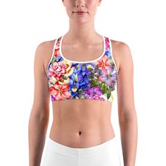 This gorgeous sports bra is made from moisture-wicking material that stays dry during low and medium intensity workouts. The bra has support material in the shoulder straps, double layer front, and a wide elastic band to ensure constant support. Summer Racerback Sports Bra With Built-in Padding, Summer Sports Bra With Built-in Padding And Racerback, Sports Racerback Bra, Functional Sports Bra With Built-in Padding For Summer, Summer Running Sports Bra With Built-in Bra, Fitted Sports Bra With Moisture-wicking, Training Sports Bra With Built-in Padding And Wide Straps, Summer Workout Racerback Bra, Summer Workout Sports Bra With Wide Straps