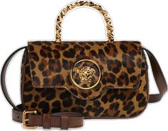 Designer Rectangular Bag In Leopard Print, Luxury Leopard Print Bags For Formal Events, Luxury Tortoiseshell Rectangular Bags, Luxury Leopard Print Top Handle Bag, Luxury Leopard Print Rectangular Bag, Elegant Bag With Leopard Print And Gold-tone Hardware, Leopard Print Rectangular Shoulder Bag With Gold-tone Hardware, Leopard Print Satchel Shoulder Bag With Gold-tone Hardware, Versace Gold