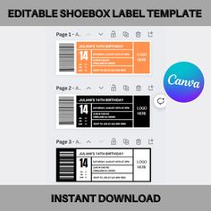 the editable shoebox label template is shown