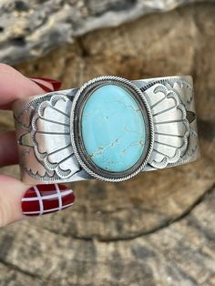 New without tags JEWELRY TYPE : Bracelets MAIN STONE : Turquoise STYLE : Cuff Gorgeous Dry Creek Turquoise Sterling Silver Southwest Cuff. This baby is 1 3/8 inches wide with a inside circumference of 5 3/4 inches and a 1 1/4 inch gap. Weight 68 grams Signed by Artist and stamped Sterling. Incredible Dry Creek Stone with amazing Matrix & Colors. Thank you for looking at our items. Please contact us if you have any questions. Exported By ExportYourStore Matrix Color, Star Silver, Dry Creek, Navajo Turquoise, Native American Jewelry, Silver Cuff, Turquoise Sterling Silver, Matrix, Cuff Bracelet